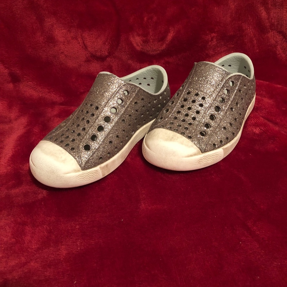 Size 8C pewter Native slip on shoes.